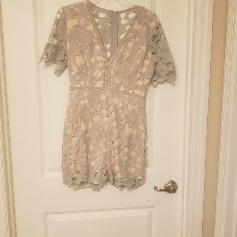 Arc N Co Grey and Peach Romper.  MEDIUM
